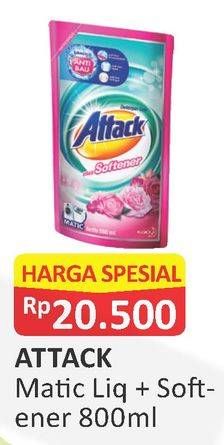 Promo Harga ATTACK Detergent Liquid Matic Liq + Soft 800 ml - Alfamart