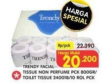 Promo Harga TRENDY Facial Tissue Non Parfumed 800gr/Toilet Tissue 24001B 10's Rol  - Superindo