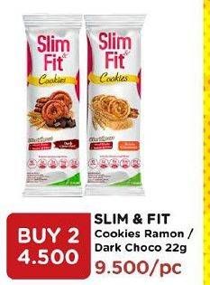 Promo Harga SLIM & FIT Cookies Dark Chocolate, Raisin Cinnamon 22 gr - Watsons