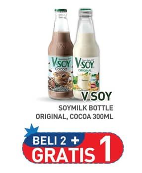 Promo Harga V-soy Soya Bean Milk Original, Cocoa 300 ml - Hypermart