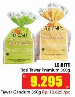 Promo Harga LE GITT Roti Tawar Premium 360 gr - Hari Hari
