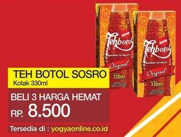 Promo Harga SOSRO Teh Botol per 3 pcs 330 ml - Yogya