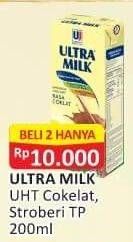 Promo Harga ULTRA MILK Susu UHT Coklat, Stroberi 200 ml - Alfamart