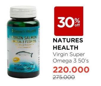 Promo Harga NATURES HEALTH Virgin Salmon Omega-3 Fish Oil 50 pcs - Watsons