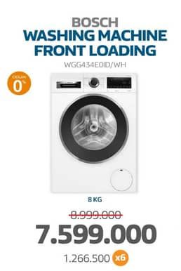 Promo Harga Bosch WGG434E0ID/WH Washing Machine Front Loading 8kg White  - Electronic City