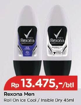 Promo Harga REXONA Men Deo Roll On Ice Cool, Invisible Dry 45 ml - TIP TOP