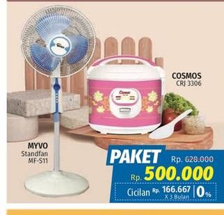Promo Harga MYVO Stand Fan + COSMOS Rice Cooker  - LotteMart