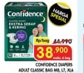 Promo Harga Confidence Adult Classic Night Ekstra Serap & Kering M8, L7, XL6 6 pcs - Superindo