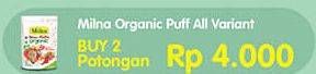 Promo Harga MILNA Nature Puffs Organic All Variants 15 gr - Hypermart