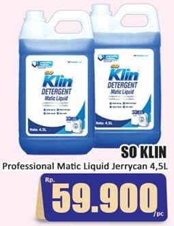 Promo Harga So Klin Detergent Matic Liquid Profesional Solution 5000 ml - Hari Hari