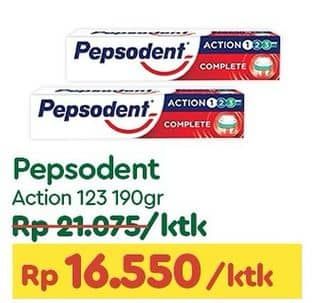 Promo Harga Pepsodent Pasta Gigi Action 123 Complete 190 gr - TIP TOP