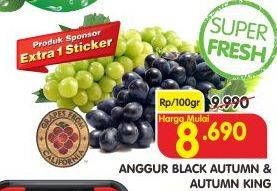 Promo Harga Anggur Autumn/Anggur Black Autumn 100gr  - Superindo