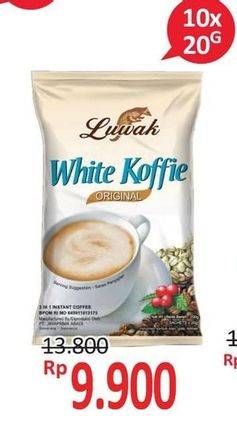 Promo Harga Luwak White Koffie per 10 sachet 20 gr - Alfamidi