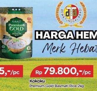 Promo Harga Kokoku Premium Gold Basmati Rice 2000 gr - TIP TOP