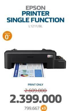 Epson Single Function Printer Black- L1211/BL  Diskon 8%, Harga Promo Rp2.399.000, Harga Normal Rp2.609.000, Cicilan Rp. 799.667 x 3