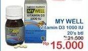 Promo Harga My Well Vitamin D3 1000 IU 20 pcs - Indomaret