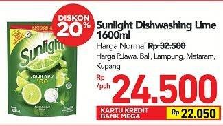 Promo Harga SUNLIGHT Pencuci Piring Lime 1600 ml - Carrefour