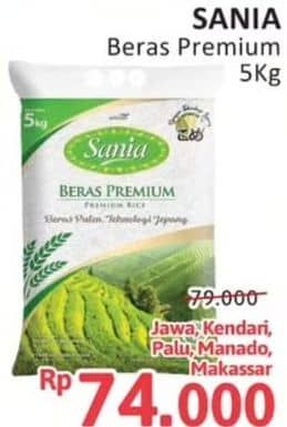 Promo Harga Sania Beras Premium 5000 gr - Alfamidi