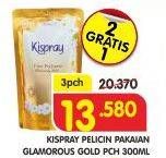 Promo Harga KISPRAY Pelicin Pakaian Gold per 3 pouch 300 ml - Superindo