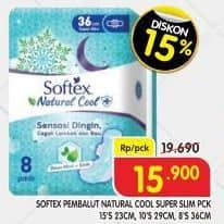 Promo Harga Softex Natural Cool+ Super Slim 23cm, 29cm, 36cm 8 pcs - Superindo