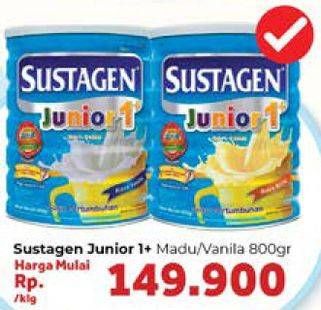 Promo Harga SUSTAGEN Junior 1+ Susu Pertumbuhan Vanilla, Madu 800 gr - Carrefour