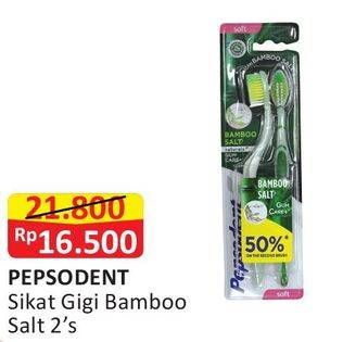 Promo Harga PEPSODENT Sikat Gigi Bamboo Salt per 2 pcs - Alfamart