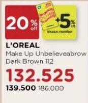 Promo Harga Loreal Unbelievabrow Long-Lasting Brow Gel 112 Dark Brown  - Watsons