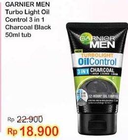 Promo Harga GARNIER MEN Turbo Light Oil Control Facial Foam Charcoal 50 ml - Indomaret