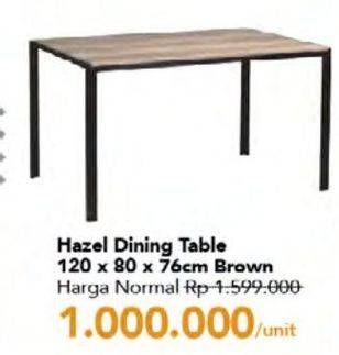 Promo Harga Dining Table Hazel 120x80x76cm Brown  - Carrefour