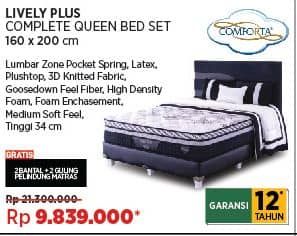 Promo Harga Comforta Lively Plus Complete Queen Bed Set 160 X 200 Cm  - COURTS