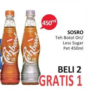 Promo Harga SOSRO Teh Botol Less Sugar, Original 450 ml - Alfamidi