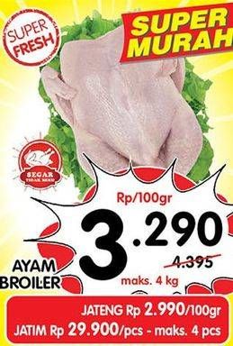 Promo Harga Ayam Broiler per 100 gr - Superindo