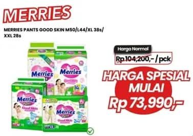 Promo Harga Merries Pants Good Skin L44, M50, XXL28, XL38 28 pcs - Carrefour