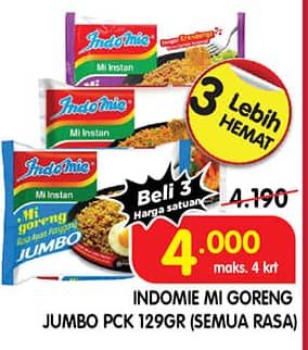 Promo Harga Indomie Mi Goreng Jumbo All Variants 120 gr - Superindo