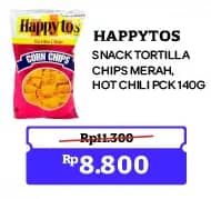 Promo Harga Happy Tos Tortilla Chips Merah, Hot Chili 140 gr - Indomaret