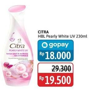Promo Harga Citra Hand & Body Lotion Pearly White UV Korean Pearl Mulberry 230 ml - Alfamidi