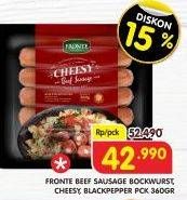 Promo Harga FRONTE Beef Sausage Cheesy, Blackpepper, Bockwurst 360 gr - Superindo