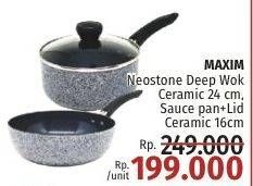 Promo Harga Maxim Deep Wok Neostone/Maxim Neostone Saucepan + Lid Ceramic   - LotteMart