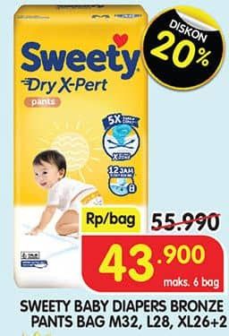 Promo Harga Sweety Bronze Pants Dry X-Pert M32, L28, XL26+2 28 pcs - Superindo