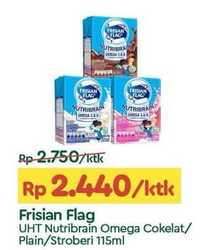 Promo Harga Frisian Flag Susu Cair UHT Nutribrain Cokelat, Plain, Strawberry 115 ml - TIP TOP