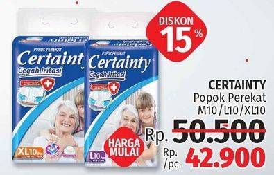 Promo Harga Certainty Adult Diapers M10, L10, XL10  - LotteMart
