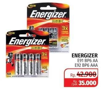 Promo Harga ENERGIZER Battery Alkaline E91 BP6 AA, E91 BP AAA 4 pcs - Lotte Grosir