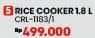 Promo Harga Turbo CRL-1183/1 Rice Cooker 1.8L  - COURTS