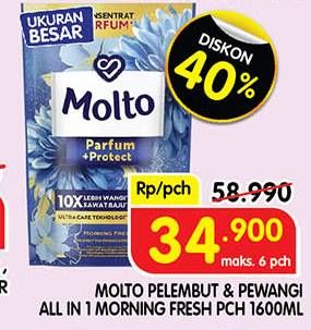 Promo Harga Molto All in 1 Blue Morning Fresh 1600 ml - Superindo