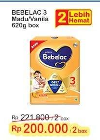 Promo Harga Bebelac 3 Gro Great Vanila, Madu 620 gr - Indomaret