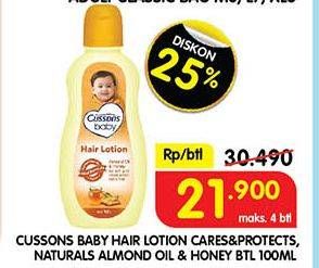 Promo Harga Cussons Baby Hair Lotion Almond Oil Honey, Avocado Pro Vit B5 100 ml - Superindo