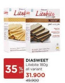 Promo Harga DIASWEET Litebite Wafer Chocolate, Vanilla 180 gr - Watsons