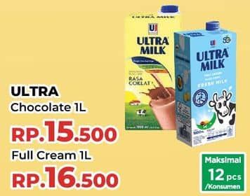 Promo Harga Ultra Milk Susu UHT Full Cream 125 ml - Yogya