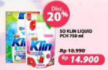 Promo Harga SO KLIN Liquid Detergent Korean Camelia, Power Clean Action White Bright 750 ml - Superindo