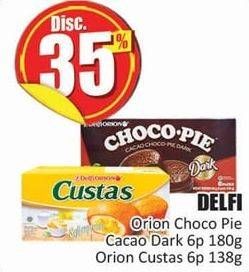 Promo Harga DELFI Orion Choco Pie Cacao Dark 180 g/ Orion Custas 138 g  - Hari Hari